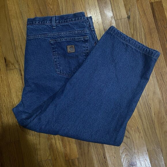 Men's Carhartt Relaxed Fit Denim Jeans Flannel Lined 46x30 Extra Warm Workwear - Picture 2 of 16